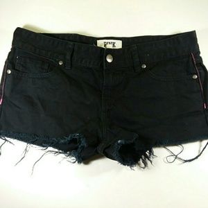 Pink Victoria's Secret Cut-Off Black Jeans Shorts